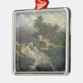 Boslandschap met waterval metalen ornament (Links)