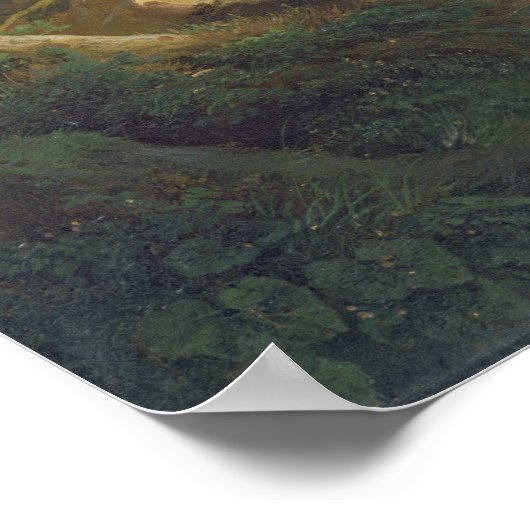 Boslandschap met waterval poster (Hoek)