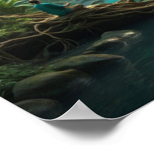 Boslandschap met waterval poster (Hoek)