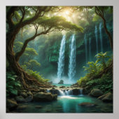 Boslandschap met waterval poster (Voorkant)