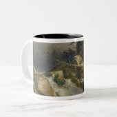 Boslandschap met waterval tweekleurige koffiemok (Voorkant links)