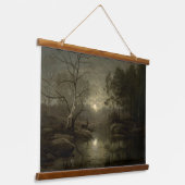 Boslandschap van Moonlight Hangend Wandkleed (Gebogen)