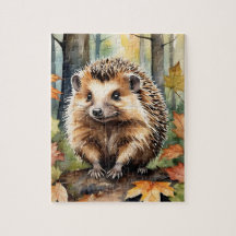Boslandschap Waterverf Egel Herfst Dier