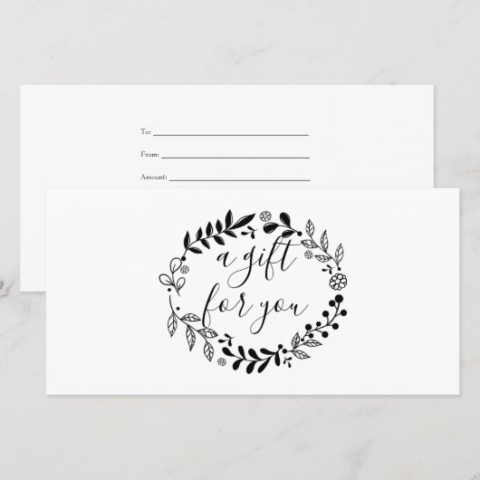 Boslandslinger Zwart en Wit Cadeaubon (Voorkant / Achterkant)