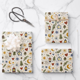 Boslantaarn Winter Folks Patroon Inpakpapier Vel