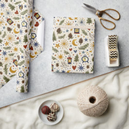 Boslantaarn Wintervolkpatroon Cadeaupapier