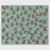 Boslieveheersbeestjes groene achtergrond cadeaupapier (Vlak)