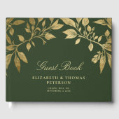 Bosloof botanisch elegante scriptuur bruiloft gastenboek (Voorkant)