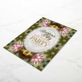 Bosmagie Groen Goud Roze Feest Folie Uitnodiging