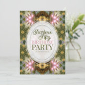 Bosmagie Groen Goud Roze Fractale Kant Kaart (Staand voorkant)