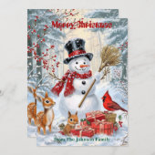 Bosman Sneeuwman | Gepersonaliseerde Kerstmis voor Feestdagenkaart (Voorkant / Achterkant)