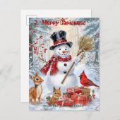 Bosman Sneeuwman | Gepersonaliseerde Kerstmis voor Uitnodiging Briefkaart (Voorkant / Achterkant)