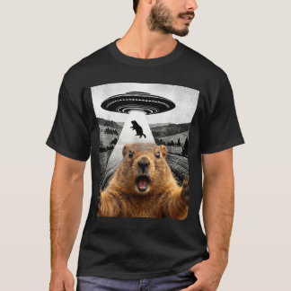 Bosmard Selfie Met Alien Ufo Humor Mannen Vrouwen  T-shirt