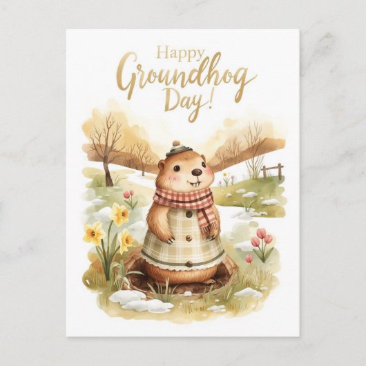 Bosmarddag aquarel feestdagenkaart (Voorkant)