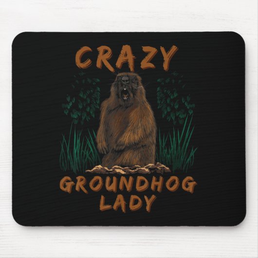 Bosmarmot Crazy Groundhog Knaagdier Grondsquirrel Muismat (Voorkant)