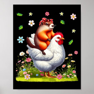 Bosmarmot Daslint Paardrijdende Kippenboer Liefheb Poster