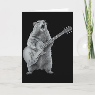 Bosmarmot die gitaar speelt Rock Gelukkige Groundh Kaart