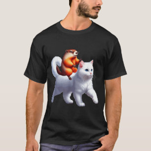 Bosmarmot die op kat kostuum rijdt Familie Kindere T-shirt