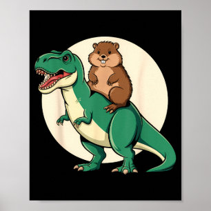 Bosmarmot Dinosaurus T-rex Grappige Humor Dier Gro Poster