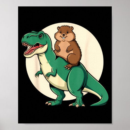 Bosmarmot Dinosaurus T-rex Grappige Humor Dier Gro Poster (Voorkant)