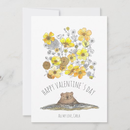 Bosmarmot en Boterbloemen Valentijnsdag Feestdagenkaart (Voorkant)