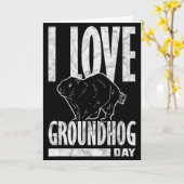 Bosmarmot Ik hou van Groundhog Day _2 Kaart (Gele Bloem)