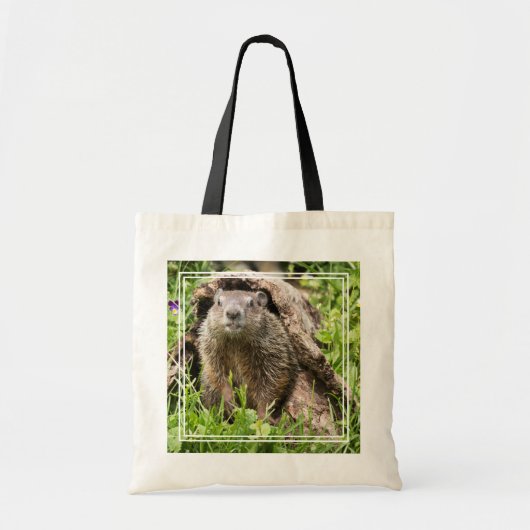 Bosmarmot in een holle boomstam tote bag (Voorkant)