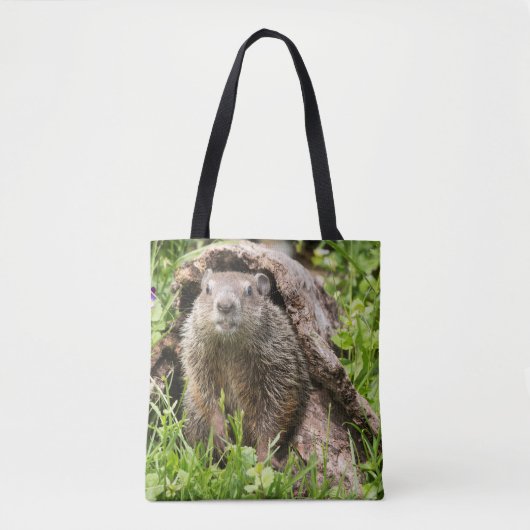 Bosmarmot in een holle boomstam tote bag (Voorkant)