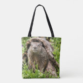 Bosmarmot in een holle boomstam tote bag (Achterkant)