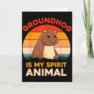 Bosmarmot Is Mijn Geestdier Retro Groundhog Day Kaart