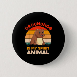 Bosmarmot Is Mijn Geestdier Retro Groundhog Day Ronde Button 5,7 Cm