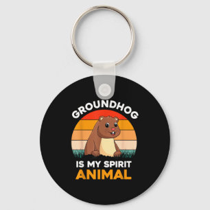 Bosmarmot Is Mijn Geestdier Retro Groundhog Day Sleutelhanger