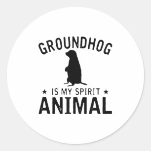 Bosmarmot Is Mijn Spirituele Dier - Grappige Houtc Ronde Sticker