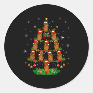 Bosmarmot Kerstboom Grappige Kerstliefhebber Ronde Sticker