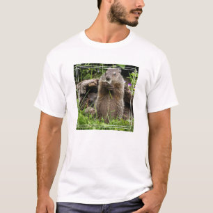 Bosmarmot knabbelend aan een bloem t-shirt
