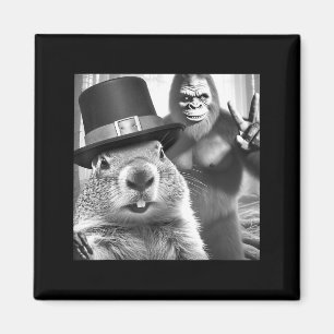 Bosmarmot maakt selfie met Bigfoot Grappige bosmar Magneet