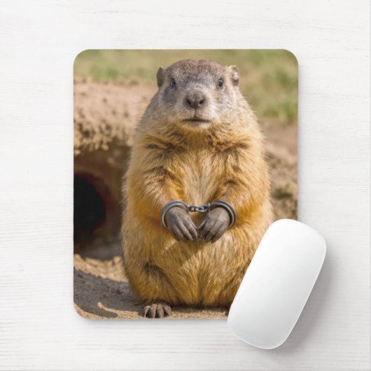 Bosmarmot met handboeien muismat (Met muis)