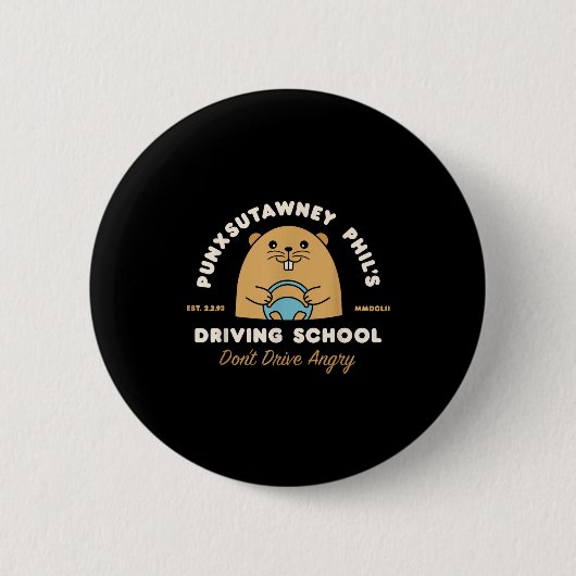 Bosmarmot Rijschool Grappige Mannen Vrouwen Retro Ronde Button 5,7 Cm (Voorkant)