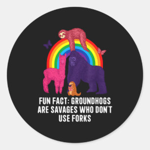 Bosmarmotten Eten Zonder Vorken Grappige Dieren Pu Ronde Sticker