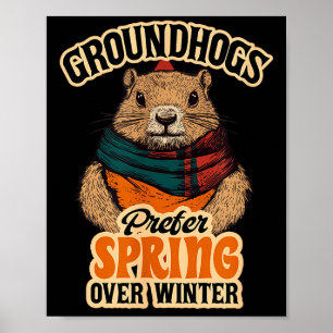 Bosmarmotten geven de voorkeur aan lente boven win poster