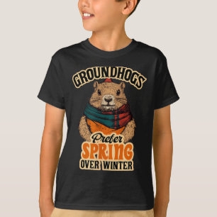 Bosmarmotten geven de voorkeur aan lente boven win t-shirt
