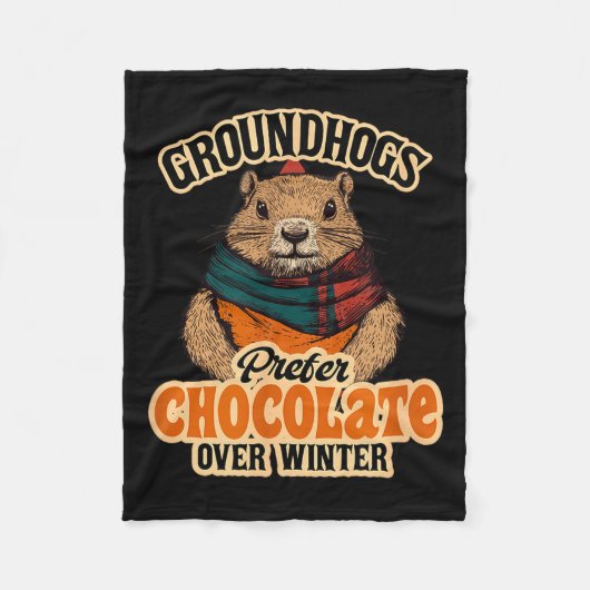 Bosmarmotten Prefereren Chocolade Boven Winter Feb Fleece Deken (Voorkant)
