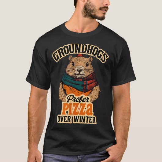 Bosmarmotten Prefereren Pizza Boven Winterpret Feb T-shirt (Voorkant)