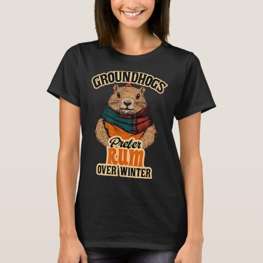 Bosmarmotten prefereren rum boven winter t-shirt (Voorkant)