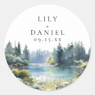 Bosmeer Bloemen Bruiloft Ronde Sticker