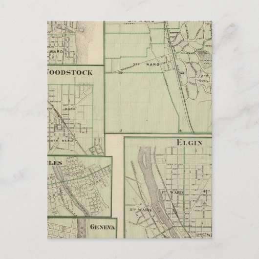 Bosmeer, Elgin, Waukegan, Woodstock Briefkaart (Voorkant)