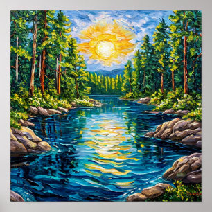 Bosmeer Sierprint Serene Natuur Landschap Poster