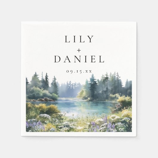 Bosmeer Wilde Bloemen Bruiloft Servet (Voorkant)