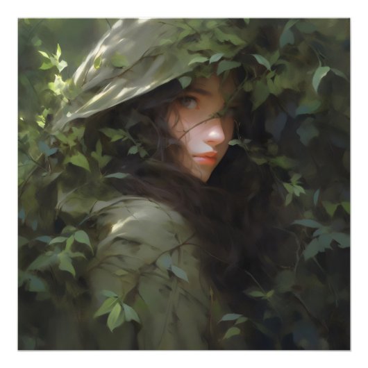Bosmeisje Anime Vrouw Foto Afdruk (Voorkant)