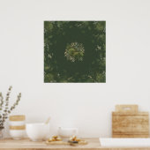 Bosmos en korstmos botanische mandala poster (Keuken)
